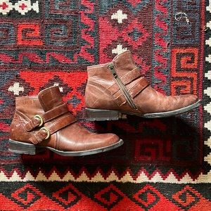 Born leather buckled ankle boot